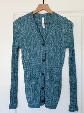 Athleta - Teal Ribbed Button-Front Women's Cardigan